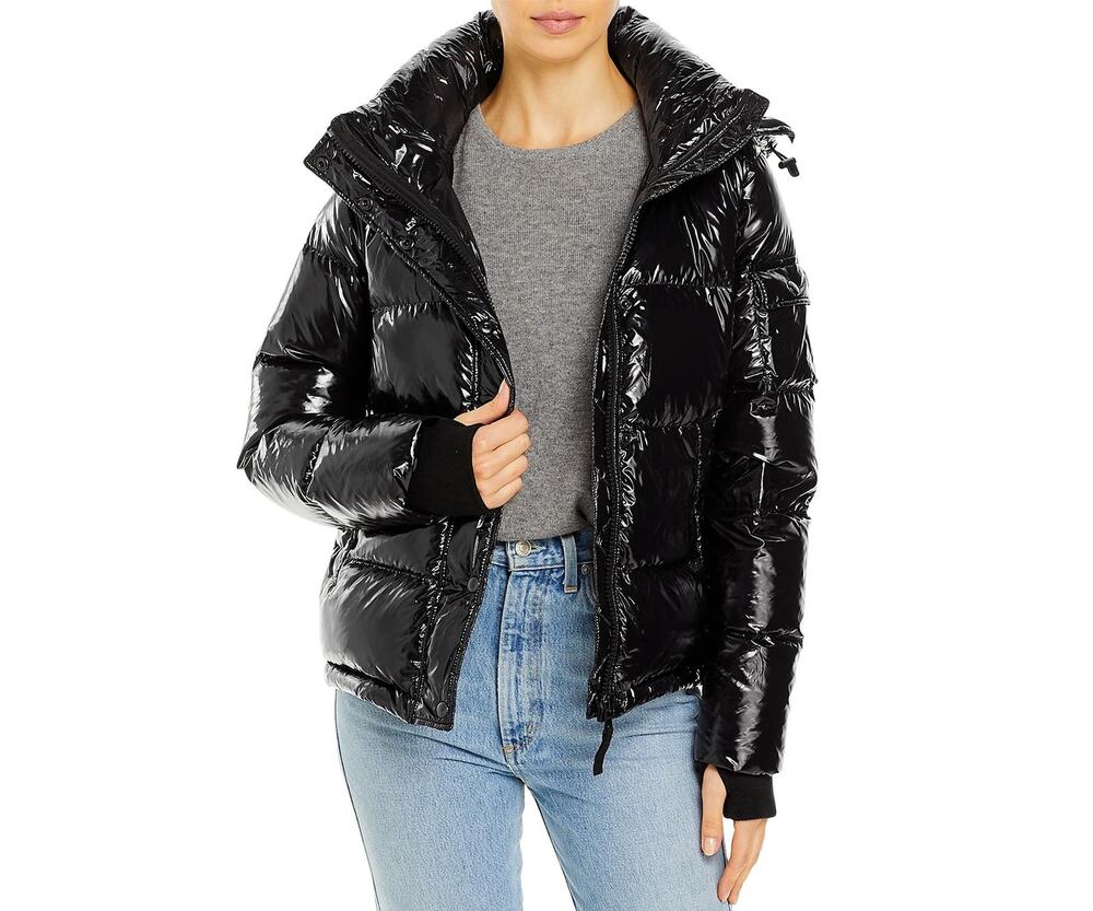 Aqua Womens Lacquer Ella Down Puffer Jacket Black Size Small